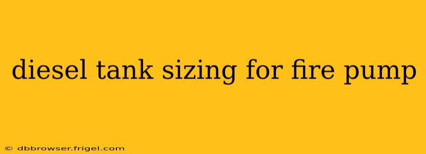 diesel tank sizing for fire pump